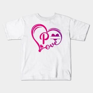 letter p monogram in the shape of love Kids T-Shirt